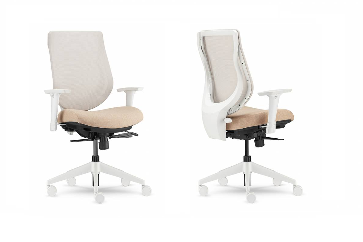 La chaise ergonomique YouToo avec assise en tissu Base blanche, Ergonofis, Tous nos meubles